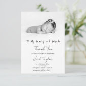 モダン白黒写真の手書きベビー誕生 サンキューカード (スタンド正面)