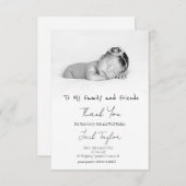 モダン白黒写真の手書きベビー誕生 サンキューカード (正面/裏面)