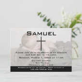 モダン白黒写真ベビー献身 招待状 (スタンド正面)