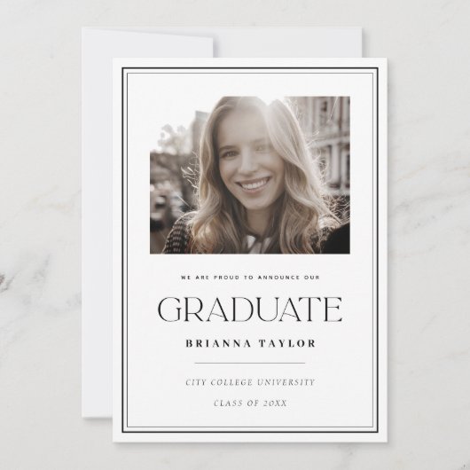 モダン白黒写真卒業会 招待状 (正面)