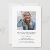 モダン白黒写真大学の卒業パーティー 招待状 (裏面)