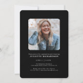 モダン白黒写真大学の卒業パーティー 招待状 (裏面)