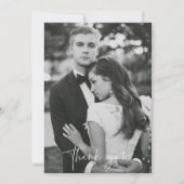 モダン白黒写真結婚のサンキューカード サンキューカード (正面)