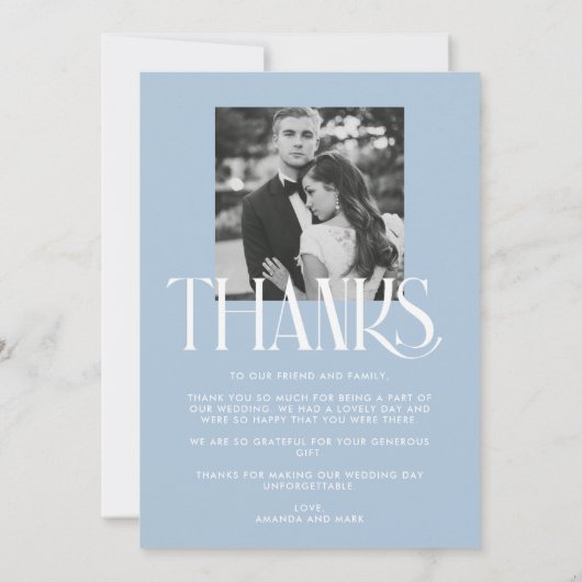 モダン白黒写真結婚のサンキューカード サンキューカード (裏面)