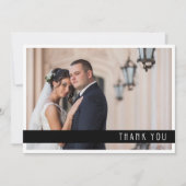 モダン白黒写真結婚のサンキューカード サンキューカード (正面)