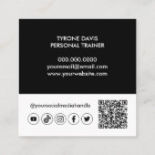 モダン白黒写真Qrコードソーシャルメディアのアイコン スクエア名刺 (裏面)