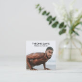 モダン白黒写真Qrコードソーシャルメディアのアイコン スクエア名刺 (スタンド正面)