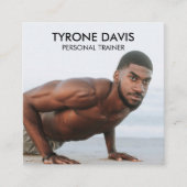 モダン白黒写真Qrコードソーシャルメディアのアイコン スクエア名刺 (正面)