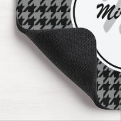モダン白黒千鳥格子のモノグラムと名前 マウスパッド (コーナー)