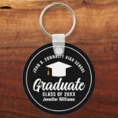 モダン白黒卒業カスタム2025年卒業 キーホルダー (裏面)