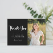 モダン白黒卒業写真ありがとう 招待状 (スタンド正面)