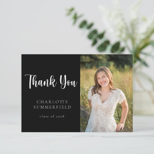 モダン白黒卒業写真ありがとう 招待状 (スタンド正面)