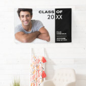 モダン白黒卒業写真パーティー標識 横断幕 (インサイチュ)