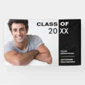 モダン白黒卒業写真パーティー標識 横断幕 (横)