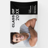 モダン白黒卒業写真パーティー標識 横断幕 (縦)