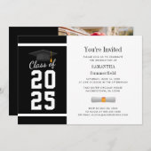 モダン白黒卒業写真卒業2025 招待状 (正面/裏面)