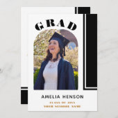 モダン白黒卒業写真卒業 案内状 (正面/裏面)