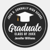 モダン白黒卒業生2025年卒業会 ラウンドシール (正面)