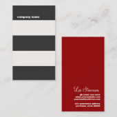 モダン白黒及び赤ストライプの名刺 名刺 (正面/裏面)