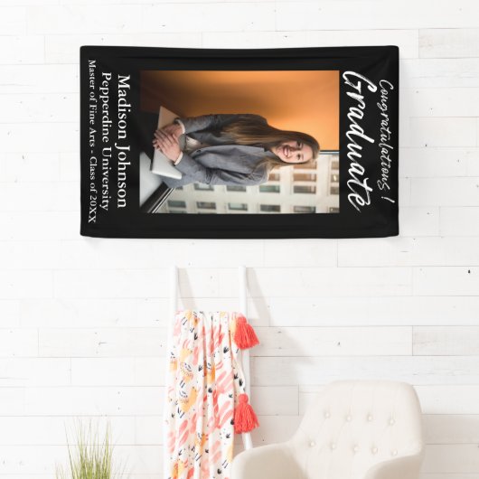 モダン白黒台本Vertical Photo Graduate 横断幕 (インサイチュ)