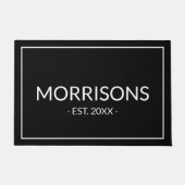 モダン白黒名前をカスタムする縁ど日 ドアマット (正面)