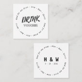 モダン白黒名結婚Dateのドリンク伝票 スクエア名刺 (正面/裏面)
