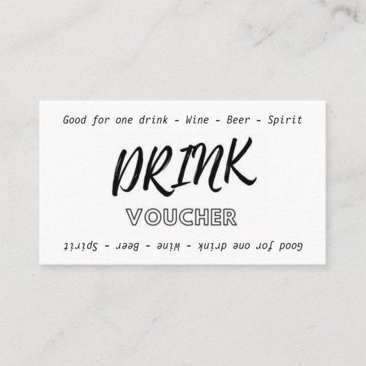 モダン白黒名結婚Dateのドリンク伝票 名刺 (正面)