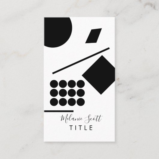 モダン白黒図形線 名刺 (正面)