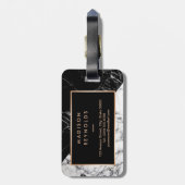 モダン白黒大理石テクスチャースタイリッシュモノグラム ラゲッジタグ (裏面縦)