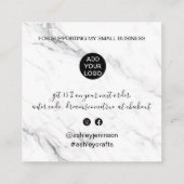 モダン白黒大理石感謝していユー スクエア名刺 (裏面)