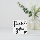 モダン白黒大理石感謝していユー スクエア名刺 (スタンド正面)