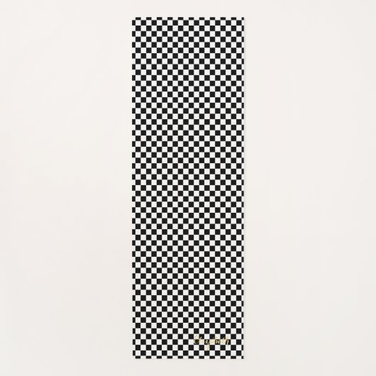 モダン白黒市松模様にモノグラムエクササイズ ヨガマット (正面)