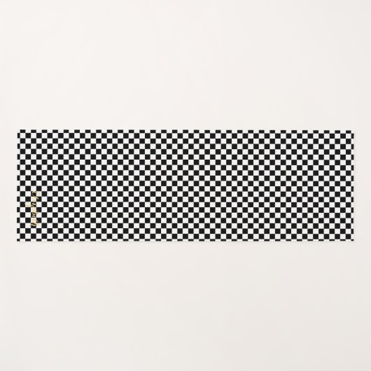 モダン白黒市松模様にモノグラムエクササイズ ヨガマット (正面(横))