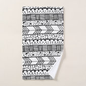 モダン白黒幾何ブラシストローク バスタオルセット (ハンドタオル)