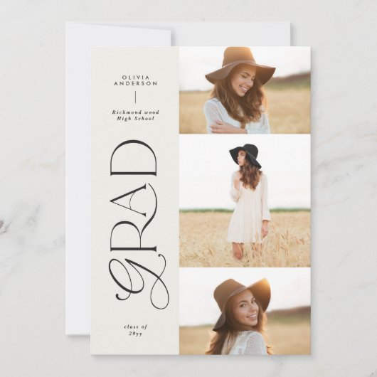 モダン白黒幾何学写真3枚 案内状 (正面)