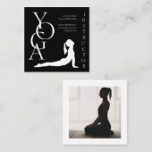 モダン白黒幾何学的フォトヨガインストラクター スクエア名刺 (正面/裏面)