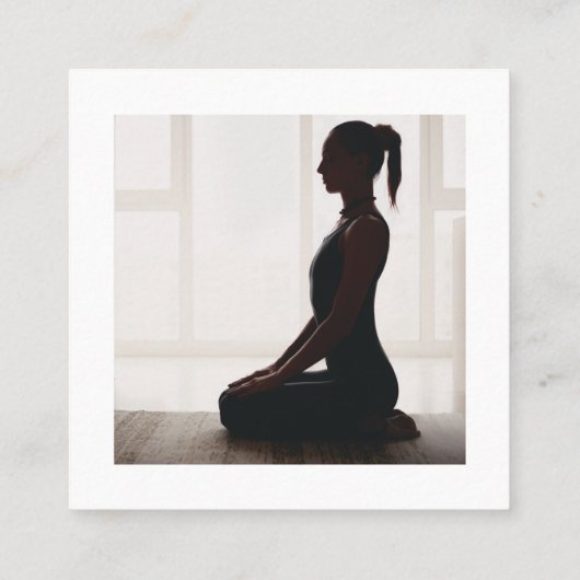 モダン白黒幾何学的フォトヨガインストラクター スクエア名刺 (裏面)