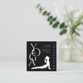 モダン白黒幾何学的フォトヨガインストラクター スクエア名刺 (スタンド正面)