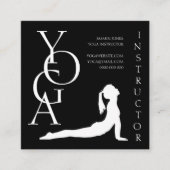 モダン白黒幾何学的フォトヨガインストラクター スクエア名刺 (正面)