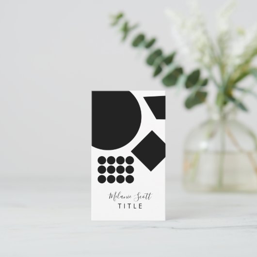 モダン白黒幾何形状円点 名刺 (スタンド正面)