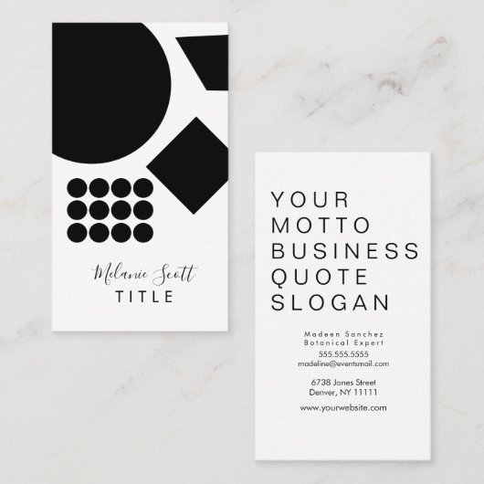 モダン白黒幾何形状円点 名刺 (正面/裏面)