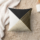 モダン白黒幾何金ゴールドストライプ クッション (ブランケット)