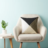モダン白黒幾何金ゴールドストライプ クッション (椅子)