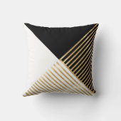 モダン白黒幾何金ゴールドストライプ クッション (裏面)