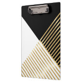 モダン白黒幾何金ゴールドストライプ クリップボード (左)