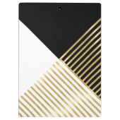 モダン白黒幾何金ゴールドストライプ クリップボード (裏面)