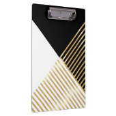 モダン白黒幾何金ゴールドストライプ クリップボード (右)