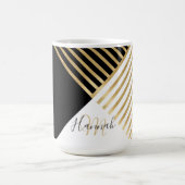 モダン白黒幾何金ゴールドストライプ コーヒーマグカップ (中央)