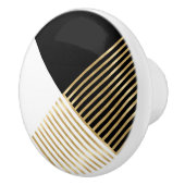 モダン白黒幾何金ゴールドストライプ セラミックノブ (右)