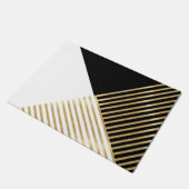 モダン白黒幾何金ゴールドストライプ ドアマット (アングル)